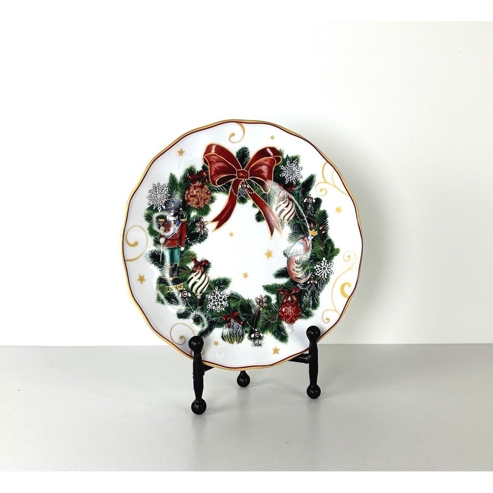 NWT Williams Sonoma Twas‎ The Night Before Christmas Wreath Salad Plate 8"